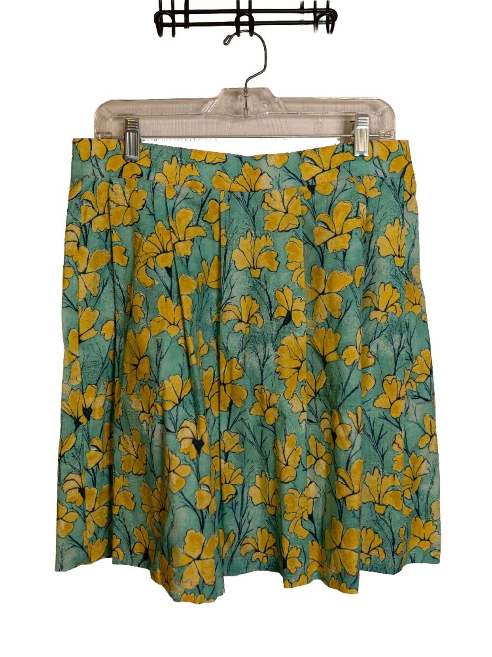 Beebop & Wally Yellow and Teal Pleated Skirt - Size Medium - 100% Cotton